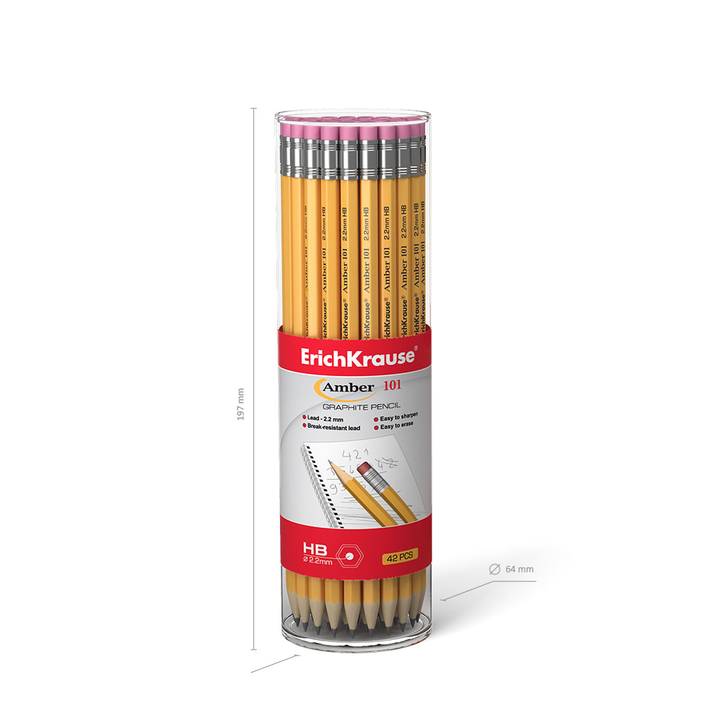 Graphite hexagonal pencil with eraser ErichKrause® Amber 101 HB