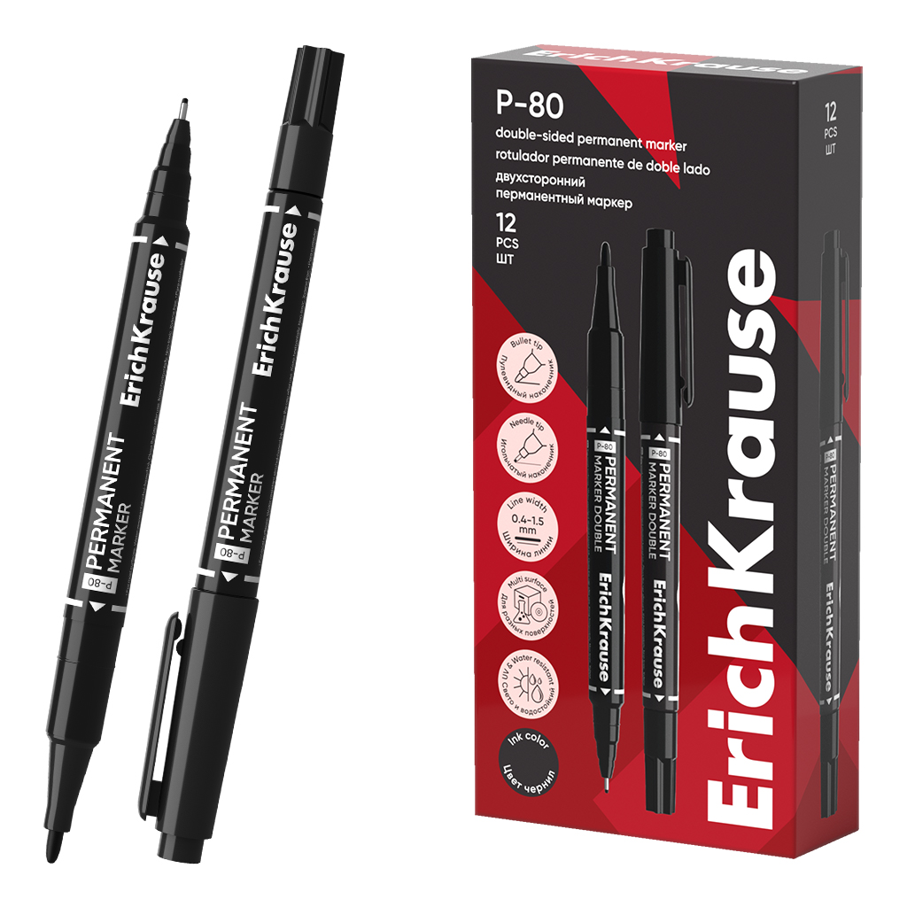 Double-sided permanent marker ErichKrause Double P-80, ink