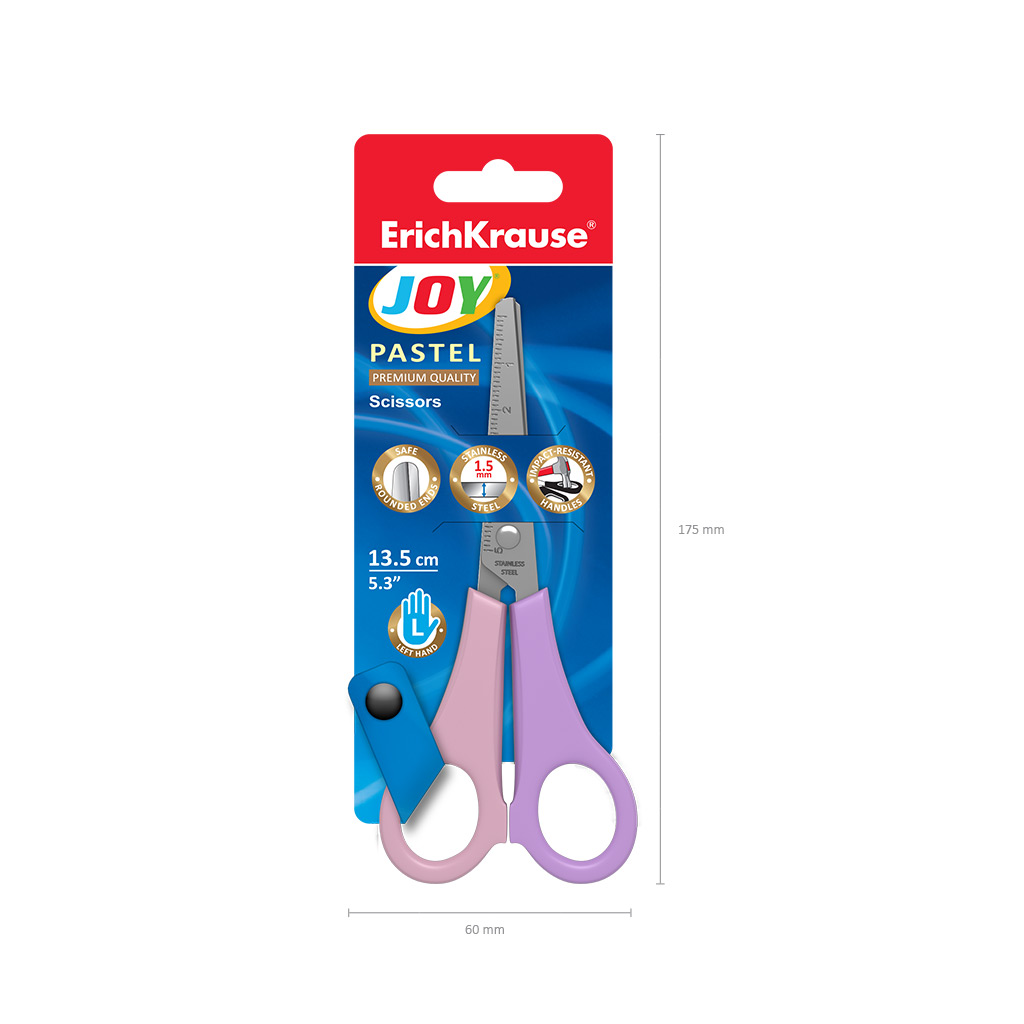 筆記具 rice Scissors ErichKrause JOY® Pastel, 13.5 cm, assorted (blister