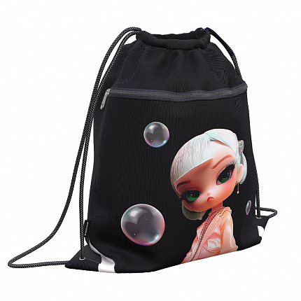 Мешок для обуви ErichKrause с карманом на молнии 500x410мм Bubble Girl