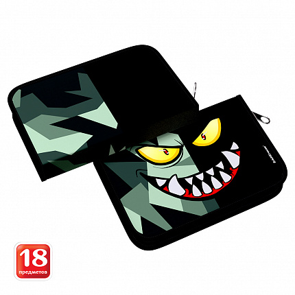 Пенал-книжка с наполнением ErichKrause 135x205x30мм Monster Smile