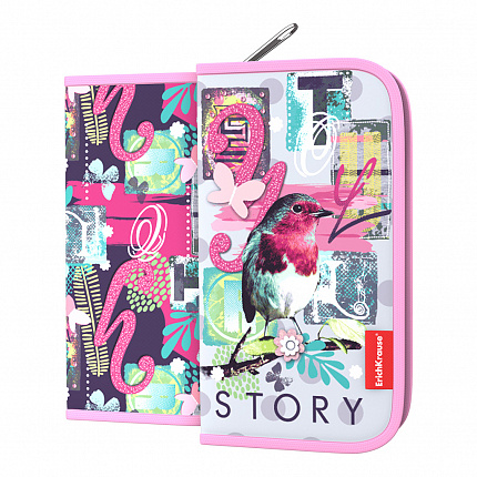 Пенал-книжка без наполнения ErichKrause 110x205x25мм Bird Story