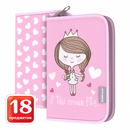 Пенал-книжка с наполнением ErichKrause 135x205x30мм Pastel Princess