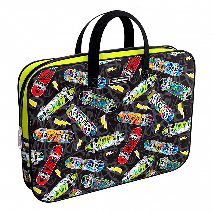 Папка текстильная на молнии ErichKrause® с ручками Neon Skate, A4+