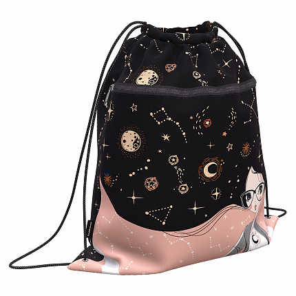 Мешок для обуви ErichKrause с карманом на молнии 500х410мм Star Soul