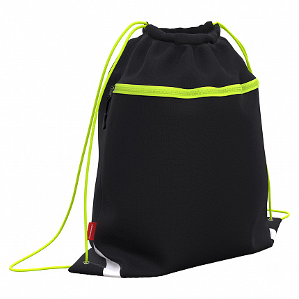 Мешок для обуви ErichKrause с карманом на молнии 500x410мм Black&Yellow