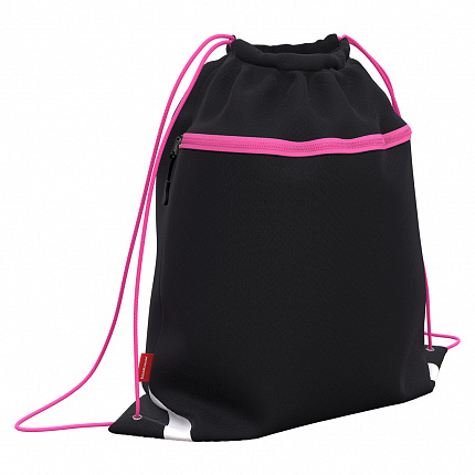 Мешок для обуви ErichKrause с карманом на молнии 500x410мм Black&Pink