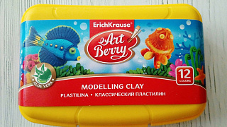 Классический пластилин ArtBerry® с Алоэ Вера 12 цветов со стеком в пластиковом боксе