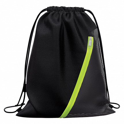 Мешок для обуви ErichKrause Mesh с карманом на молнии 500x410мм Black&Yellow