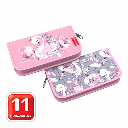 Пенал-книжка с наполнением ErichKrause 110x205x25мм Swan Princess