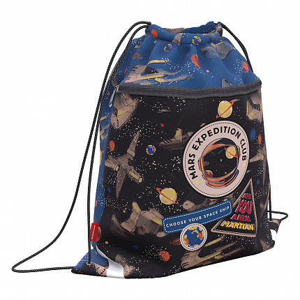 Мешок для обуви ErichKrause с карманом на молнии 500х410мм Red Planet