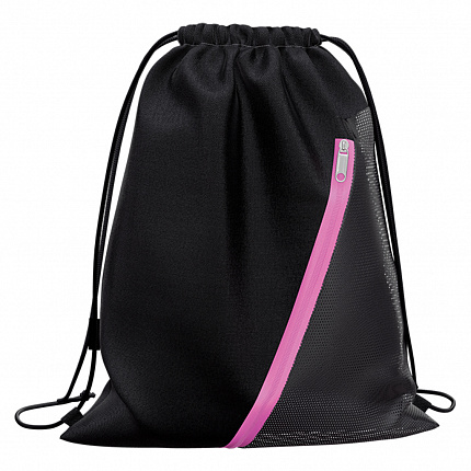Мешок для обуви ErichKrause Mesh с карманом на молнии 500x410мм Black&Pink